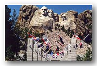 Mt. Rushmore with Flags